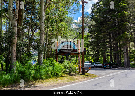 Le long de la Californie, la Route 158 la boucle du lac Juin en juillet 2019 après les chutes de neige record les choses vont dans la partie Est de la Sierra Nevada Banque D'Images