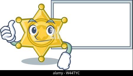 Thumbs up with a star police badge isolés dans Mascot vector illustration Illustration de Vecteur