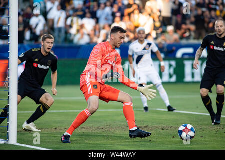 Carson, Californie, USA. 19 juillet, 2019. Tyler Miller (1) fait un pied sauf dans la première moitié de la galaxie et pour derby. Crédit : Ben Nichols/Alamy Live News Banque D'Images