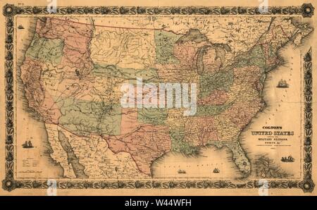 Colton's United States shewing the stations militaires, forts etc. saisis selon une loi du Congrès dans l'année 1855, par J.H. Colton. Banque D'Images