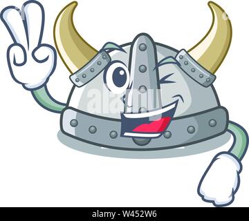 Casque viking deux doigts dans la forme cartoon vector illustration Illustration de Vecteur