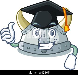 L'obtention du diplôme dans le Casque viking forme cartoon vector illustration Illustration de Vecteur