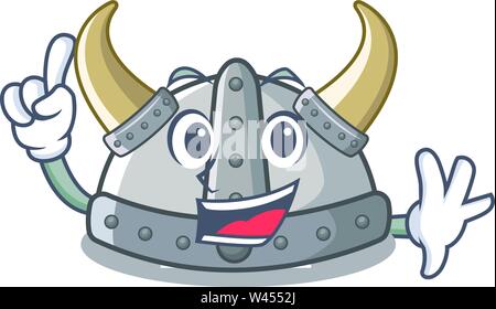 Casque viking doigt dans la caricature d'un vector illustration Illustration de Vecteur