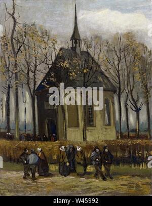 Congrégation de quitter l'Église Réformée de Nuenen, par Vincent van Gogh. Banque D'Images