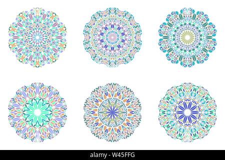 Ornement floral coloré logo mandala set - ornement abstrait géométrique ornée d'éléments de scénario Illustration de Vecteur