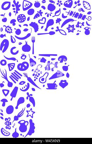 Le logo d'ossature des icônes dans la forme de lettres F. Des bioproduits et des aliments sains. Télévision vecteur icônes isolé sur fond blanc. L'identité d'entreprise, Illustration de Vecteur