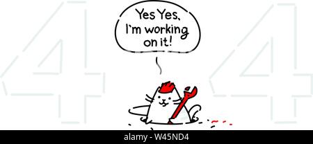 Cartoon chat drôle à la page 404. Télévision vecteur illustration. Le personnage est isolé sur un fond blanc. Caractère du chat pour la page erreur 404. Funn Illustration de Vecteur