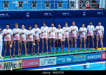 15 juillet 2019 Gwangju, Corée du Sud 18e Championnats du monde de la FINA 15-07-2019: WK water-polo: Kroatia v Australie: Équipe de Gwangju Croatie Gwangju Corée du Sud 15/07/2019 Waterpolo M4: Croatie - Australie 18e Championnats du monde de la FINA Aquatics domaine universitaire de Nambu Banque D'Images