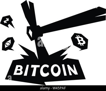 Logo de l'exploitation minière, l'exploitation minière bitcoin. Metal pickax crypto extraction monnaie. Logo Vector. Logo pour société isolé sur fond blanc. Marque de l'entreprise Illustration de Vecteur