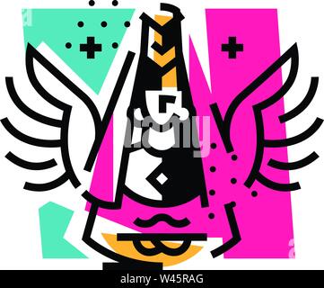 Logo, une jeune fille dans un costume de l'Oural. Région de la Russie. Icône est le symbole d'Oudmourtie. Illustration d'une fille avec des ailes. Vector illustration. L Illustration de Vecteur