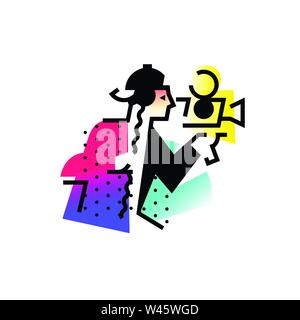 Illustration de l'opérateur, directeur. Icône d'un homme à la caméra. L'homme de l'art visuel télévision Vector illustration. Logo pour le studio. Tec Sound Illustration de Vecteur