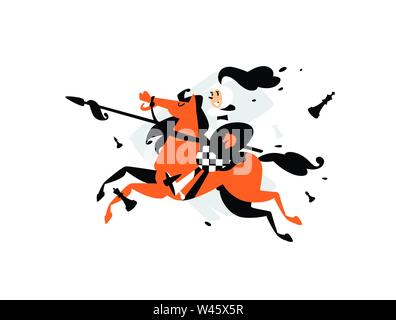 Illustration de pions à cheval avec une lance. Vector illustration. L'illustration pour l'affiche, bannière. La concurrence dans les échecs. L'image est isolé sur Illustration de Vecteur