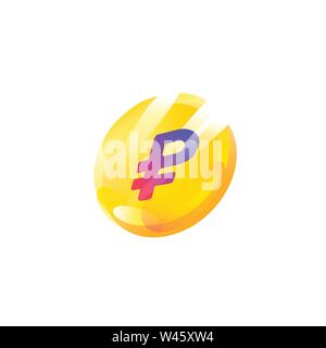 Logo, icône de pièce avec un signe du rouble. Vecteur. L'image est isolé sur fond blanc. L'icône de la mode, lumineux. Logo moderne. Emblème de la stocker, de la marque. Illustration de Vecteur