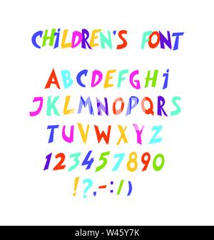 Ensemble complet de caractères "bande dessinée. Vecteur. Des lettres et des formes colorées. Une belle bande dessinée, police moderne. Les lettres sont des symboles pour la conception d'une affiche, un dépliant ou pr Illustration de Vecteur