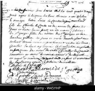 Contrat de mariage de Louis Lecompte Dupré avec Marie-Catherine de Saint-Georges. Banque D'Images