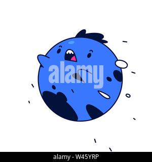 Personnage, Monster, blue ghost. Vecteur. Mascotte pour l'entreprise. L'image est isolé sur un fond blanc. Illustration moderne. En forme de boule mignon Illustration de Vecteur