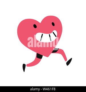 Coeur de caractères. Vecteur. Illustration d'un cœur vivant. Style plat. Le jour de la Saint-Valentin. Logo Illustration de Vecteur
