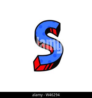 Logo, lettre S. vecteur. L'icône Contour, linéaire. Mark volumétrique, 3D. La lettre de couleur. Illustration avec motif. Symbole sur fond blanc. Cartoo Illustration de Vecteur