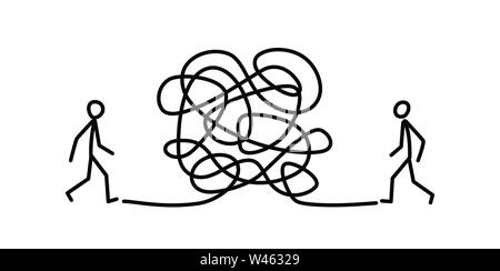 Illustration d'un homme qui marche dans un dédale d'une personne pour une réunion. Vecteur. Labyrinthe est comme un cerveau. La métaphore. La rencontre de deux personnes, la re Illustration de Vecteur