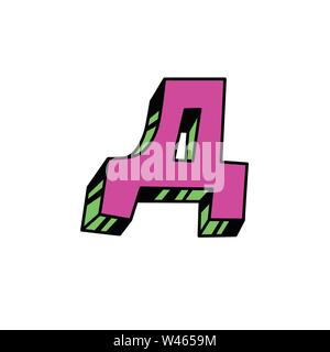 Logo, lettre E. vecteur. L'icône Contour, linéaire. Mark volumétrique, 3D. La lettre de couleur. Illustration avec motif. Symbole sur fond blanc. Cartoo Illustration de Vecteur