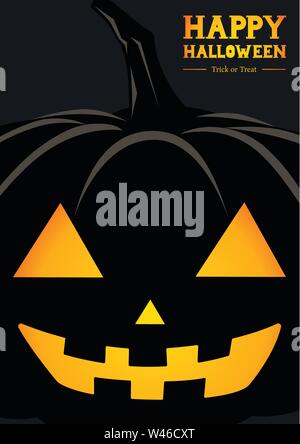 happy halloween silhouette arrière-plan, noir ombre citrouille sourire fête salutation, illustration vectorielle Illustration de Vecteur