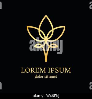 modèle de conception de logo vecteur lotus, icône de fleur ligne minimale, signe abstrait floral, illustration vectorielle Illustration de Vecteur