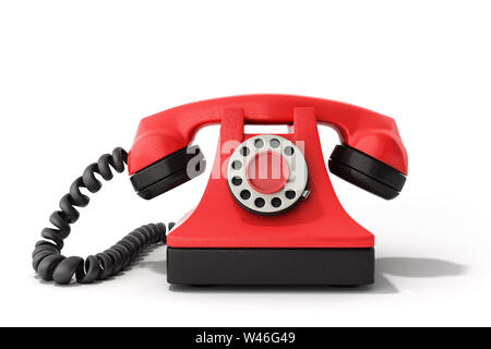 Hot line téléphone vintage rouge concept prendre un appel idéal pour page de contact 3D render Banque D'Images