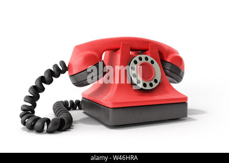 Hot line téléphone vintage rouge concept prendre un appel idéal pour page de contact 3D render Banque D'Images