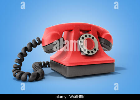 Hot line téléphone vintage rouge concept prendre un appel idéal pour page de contact 3D render sur bleu Banque D'Images