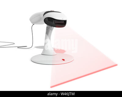 Scanner de codes-barres 3D render sur fond blanc Banque D'Images
