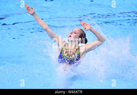 Gwangju. 20 juillet, 2019. Un athlète de la Russie fait concurrence au cours de l'équipe féminine de combinaison de natation artistique final à l'événement du monde de la FINA 2019 Gwangju Gwangju, en Corée du Sud, le 20 juillet 2019. Credit : Bai Xuefei/Xinhua/Alamy Live News Banque D'Images