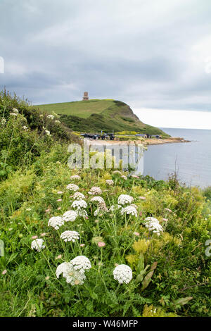 Clavell Tour surplombant la baie de Kimmeridge, Dorset, England, UK Banque D'Images