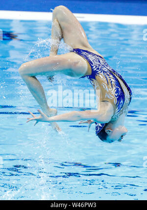 Gwangju. 20 juillet, 2019. Un athlète de la concurrence de la Chine au cours de l'équipe féminine de combinaison de natation artistique final à l'événement du monde de la FINA 2019 Gwangju Gwangju, en Corée du Sud, le 20 juillet 2019. Credit : Wang Jingqiang/Xinhua/Alamy Live News Banque D'Images