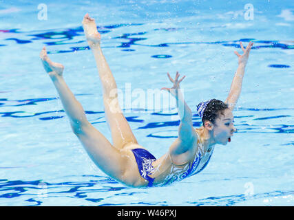 Gwangju. 20 juillet, 2019. Un athlète de la concurrence de la Chine au cours de l'équipe féminine de combinaison de natation artistique final à l'événement du monde de la FINA 2019 Gwangju Gwangju, en Corée du Sud, le 20 juillet 2019. Credit : Wang Jingqiang/Xinhua/Alamy Live News Banque D'Images