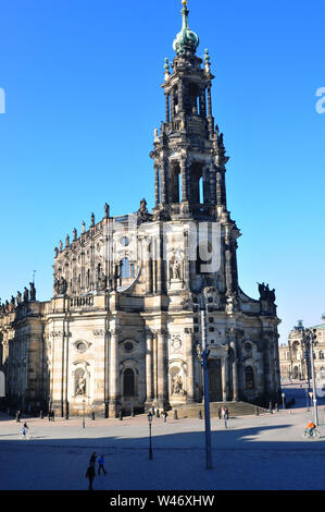 Allemagne : Gaetano Chiaveri construit l'église catholique dans la ville de Dresde de 1738 - 1754. Banque D'Images