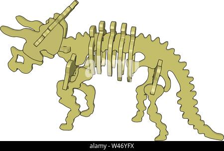 Skelet Dinosaurus 3d, illustration, vecteur sur fond blanc. Illustration de Vecteur