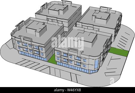 La construction de complexes, illustration, vecteur sur fond blanc. Illustration de Vecteur
