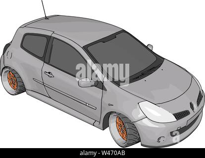 Renault Clio blanche, illustration, vecteur sur fond blanc. Illustration de Vecteur