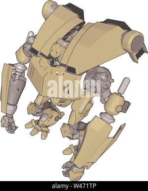 Grand robot jaune, illustration, vecteur sur fond blanc. Illustration de Vecteur