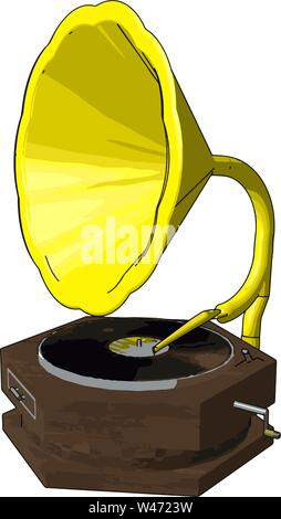 Ancien retro gramophone, vecteur, illustration sur fond blanc. Illustration de Vecteur