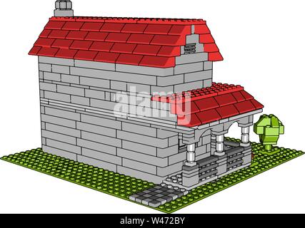Maison de briques, illustration, vecteur sur fond blanc. Illustration de Vecteur