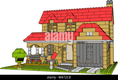 Maison Jaune, illustration, vecteur sur fond blanc. Illustration de Vecteur