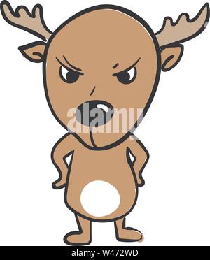 Peu en colère deer, illustration, vecteur sur fond blanc. Illustration de Vecteur