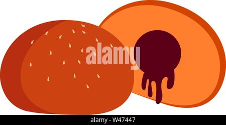 Pain avec de la confiture, vecteur, illustration sur fond blanc. Illustration de Vecteur