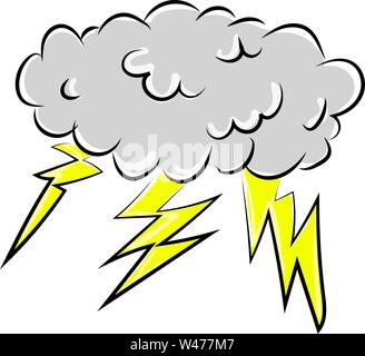 Thunder Cloud, illustration, vecteur sur fond blanc. Illustration de Vecteur