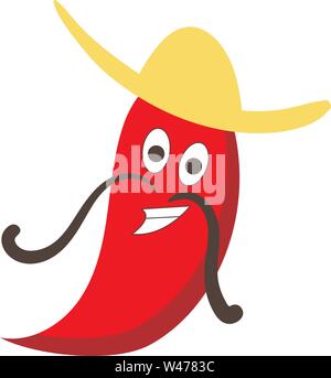 Poivre mexicain avec chapeau, illustration, vecteur sur fond blanc. Illustration de Vecteur