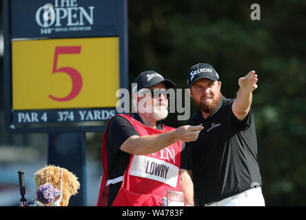 La République d'Irlande Shane Lowry sur le 5ème jour pendant trois de l'Open Championship 2019 au Club de golf Royal Portrush. Banque D'Images