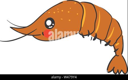 Crevettes, illustration, mignon vecteur sur fond blanc. Illustration de Vecteur