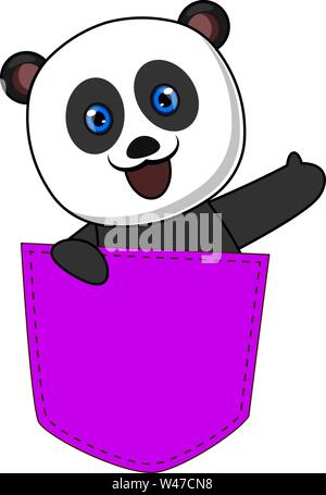 Panda dans pocket violet, illustration, vecteur sur fond blanc. Illustration de Vecteur