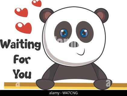 L'amour, d'attente Panda, vector illustration sur fond blanc. Illustration de Vecteur